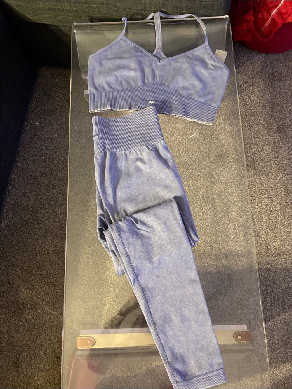 Seamless High-Waist Leggings & Strappy Crop Top - Light Lavender